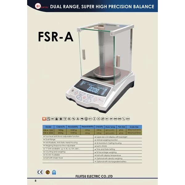 Analytical/ Laboratorium Balance FUJITSU FSR-A Capacity 200g/ 0.001g - 2000g/ 0.001g